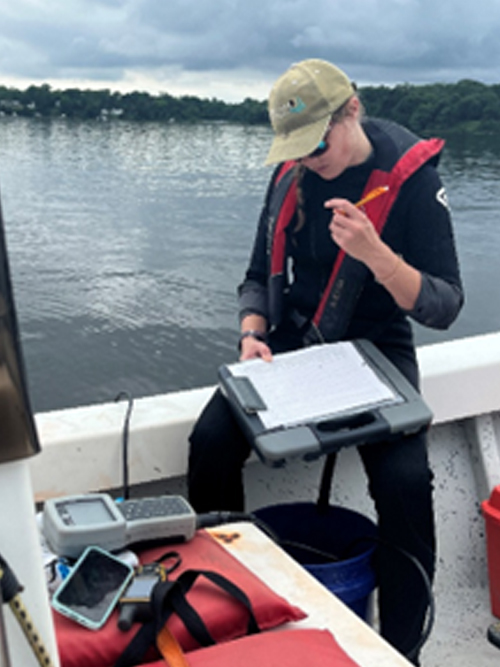 Volunteer with data logger