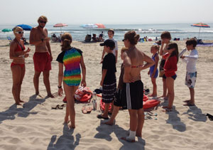 children participating in a Junior Beach Patrol activity