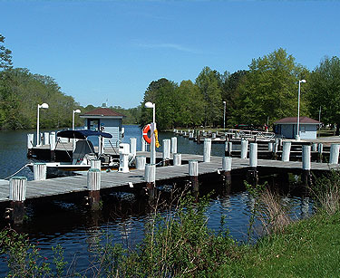 State Park marina with boat slips and launch